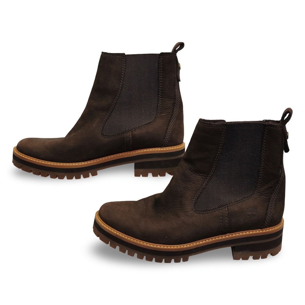 Timberland Courmayeur Valley Chelsea Boots Womens 9.5 Brown Leather A23WU